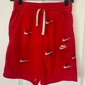 Nike Red Logo-Print Kids Pull-On Shorts